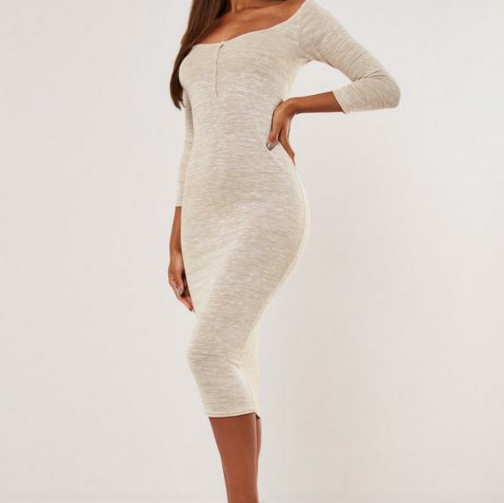 sand cut and sew off shoulder long sleeve midaxi d